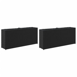 Poly Rattan Pflanzkübel mit 2 Töpfen, Schwarz