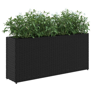 Poly Rattan Pflanzkübel mit 2 Töpfen, Schwarz