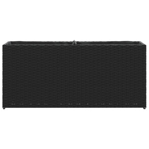 Poly Rattan Pflanzkübel mit 2 Töpfen, Schwarz