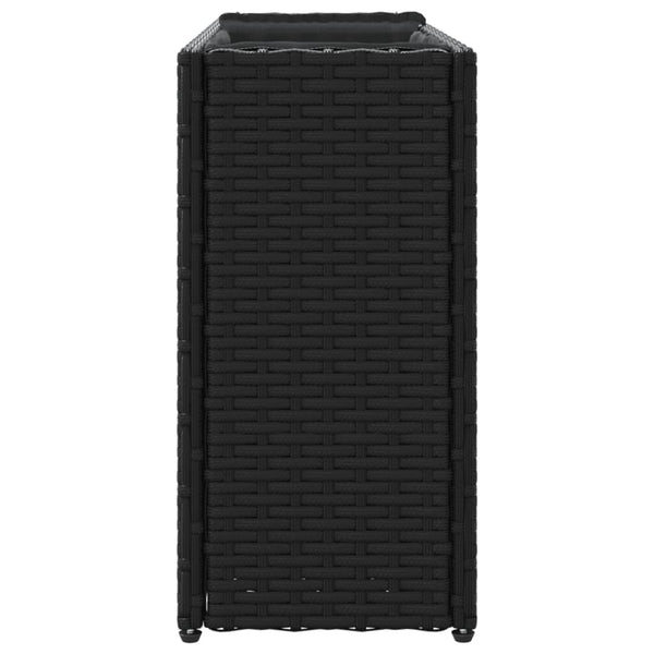 Poly Rattan Pflanzkübel mit 2 Töpfen, Schwarz