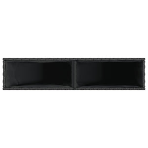 Poly Rattan Pflanzkübel mit 2 Töpfen, Schwarz