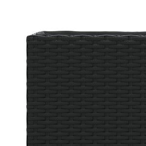 Poly Rattan Pflanzkübel mit 2 Töpfen, Schwarz