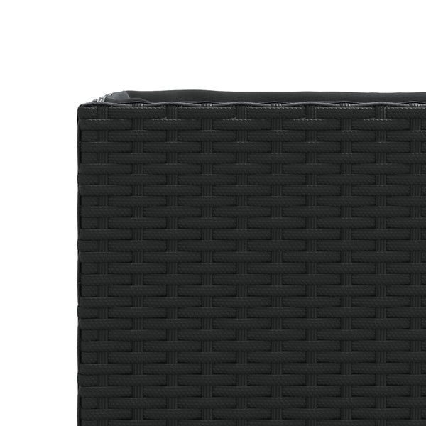 Poly Rattan Pflanzkübel mit 2 Töpfen, Schwarz