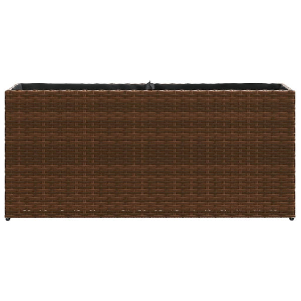 vidaXL Jardinière avec 2 pots 2 pcs Marron 90x20x40 cm Résine tressée