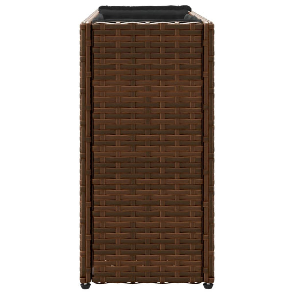 vidaXL Jardinière avec 2 pots 2 pcs Marron 90x20x40 cm Résine tressée
