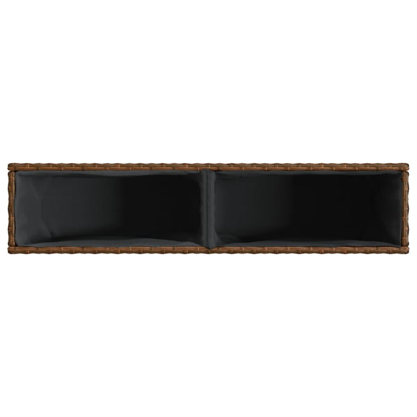 vidaXL Jardinière avec 2 pots 2 pcs Marron 90x20x40 cm Résine tressée