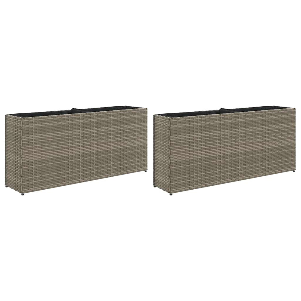 Pflanzkübel Grau Poly Rattan 90x20x40cm, 2er Set