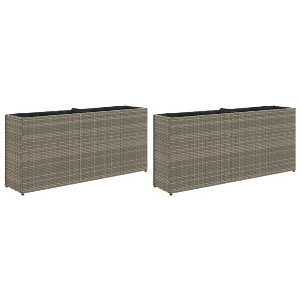 Pflanzkübel Grau Poly Rattan 90x20x40cm, 2er Set