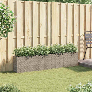 Pflanzkübel Grau Poly Rattan 90x20x40cm, 2er Set
