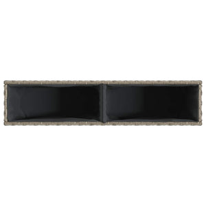 Pflanzkübel Grau Poly Rattan 90x20x40cm, 2er Set