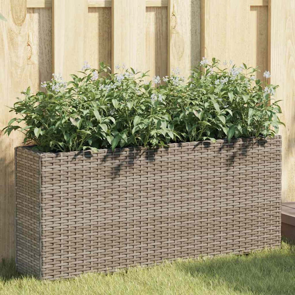 Pflanzkübel Grau Poly Rattan 90x20x40cm, 2er Set