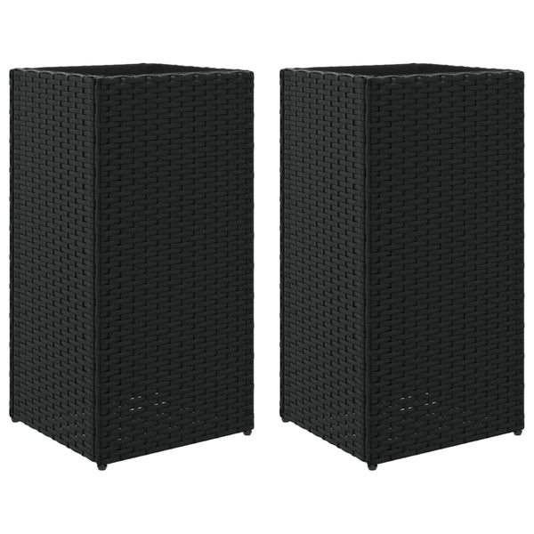 vidaXL Jardinières 2 pcs Noir 30x30x60 cm Résine tressée