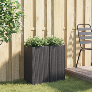 vidaXL Jardinières 2 pcs Noir 30x30x60 cm Résine tressée