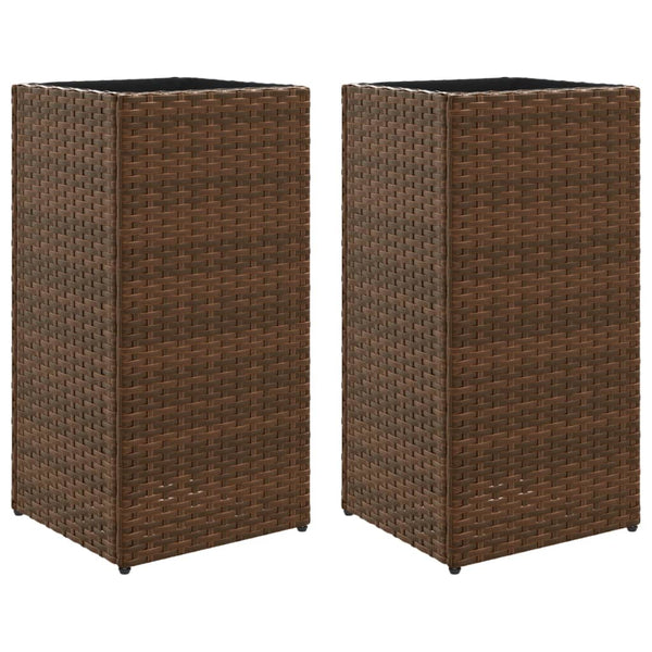 Pflanzkübel 2er Set Braun Poly Rattan 30x60cm
