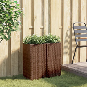 Pflanzkübel 2er Set Braun Poly Rattan 30x60cm