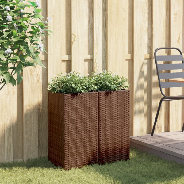 Pflanzkübel 2er Set Braun Poly Rattan 30x60cm