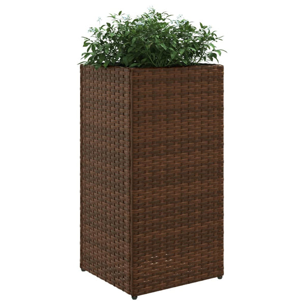 Pflanzkübel 2er Set Braun Poly Rattan 30x60cm