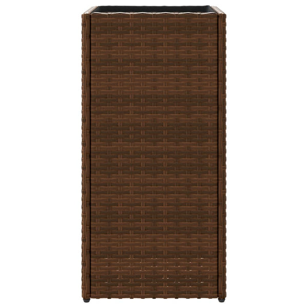 Pflanzkübel 2er Set Braun Poly Rattan 30x60cm