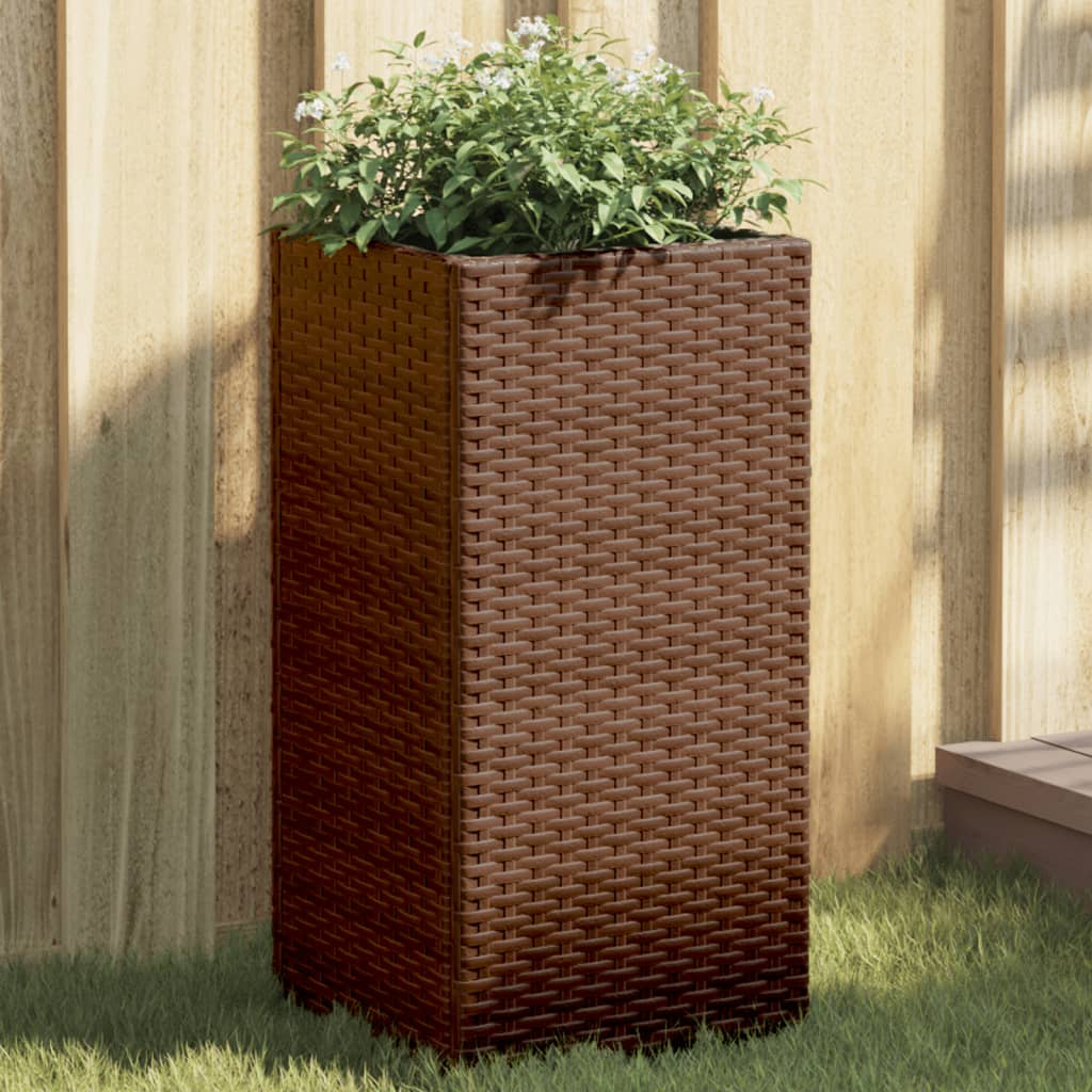 Pflanzkübel 2er Set Braun Poly Rattan 30x60cm