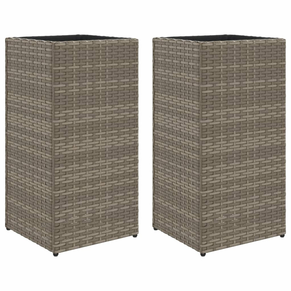 Pflanzkübel Set Grau Poly Rattan 30x60cm, 2 Stk.