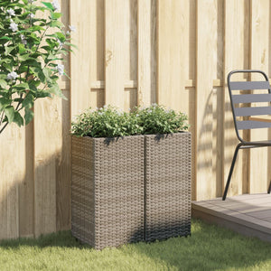Pflanzkübel Set Grau Poly Rattan 30x60cm, 2 Stk.