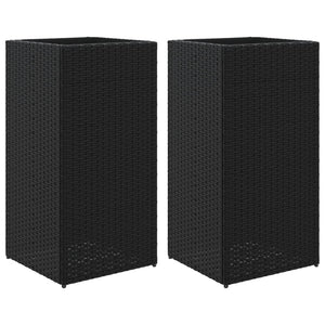 Pflanzkübel Set Schwarz Poly Rattan 40x40x80cm