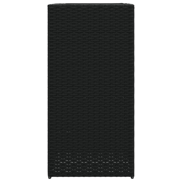 Pflanzkübel Set Schwarz Poly Rattan 40x40x80cm