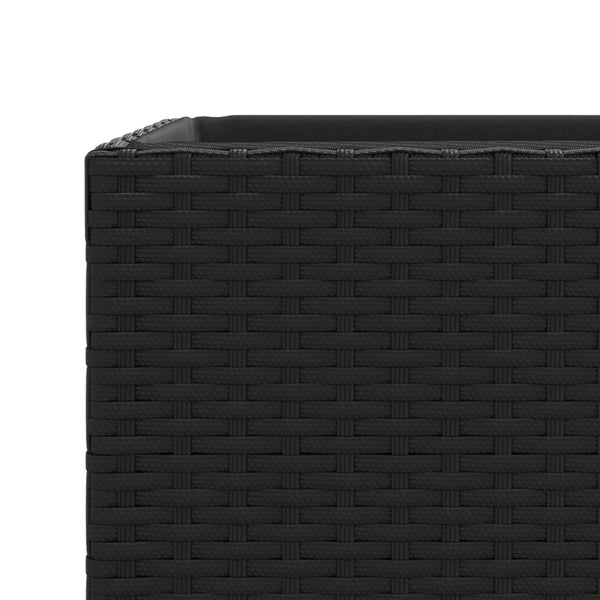 Pflanzkübel Set Schwarz Poly Rattan 40x40x80cm
