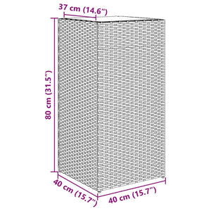 Pflanzkübel Set Schwarz Poly Rattan 40x40x80cm