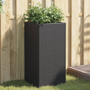 Pflanzkübel Set Schwarz Poly Rattan 40x40x80cm