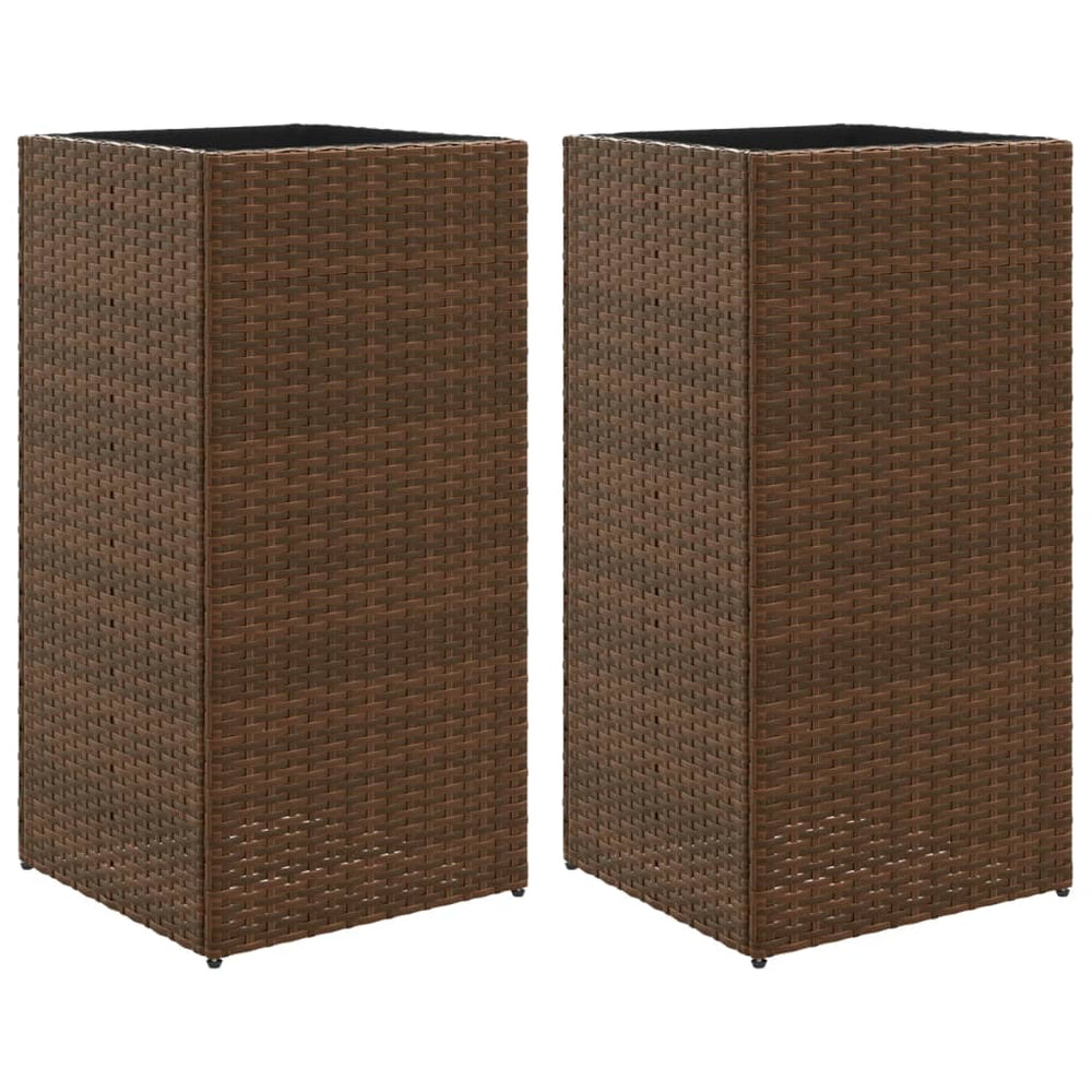 Pflanzkübel 2er Set Braun Poly Rattan 40x80cm