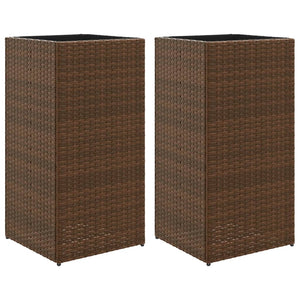 Pflanzkübel 2er Set Braun Poly Rattan 40x80cm