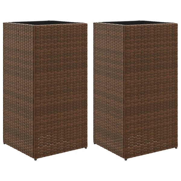 Pflanzkübel 2er Set Braun Poly Rattan 40x80cm