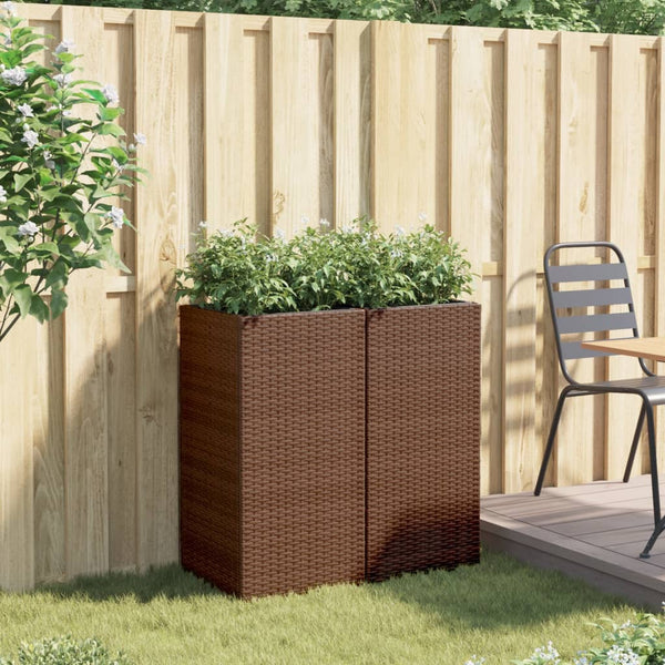 Pflanzkübel 2er Set Braun Poly Rattan 40x80cm