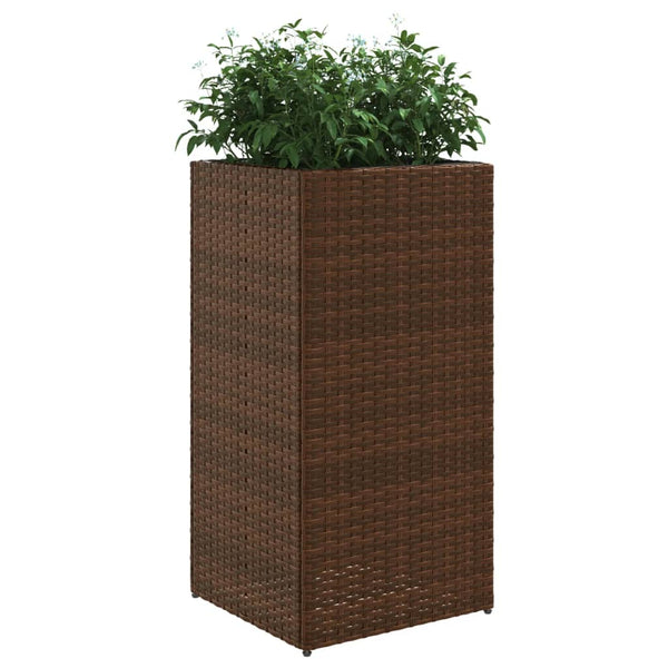 Pflanzkübel 2er Set Braun Poly Rattan 40x80cm