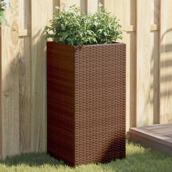 Pflanzkübel 2er Set Braun Poly Rattan 40x80cm