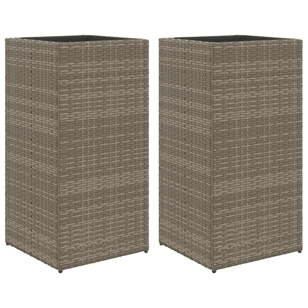 Pflanzkübel 2er Set Grau 40x80 cm Poly Rattan