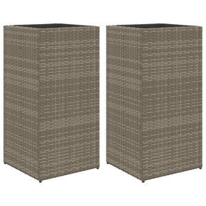Pflanzkübel 2er Set Grau 40x80 cm Poly Rattan