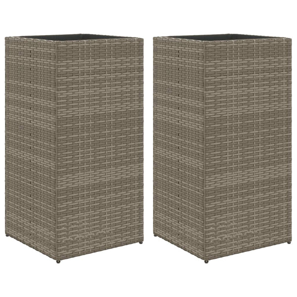 Pflanzkübel 2er Set Grau 40x80 cm Poly Rattan