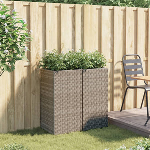 Pflanzkübel 2er Set Grau 40x80 cm Poly Rattan