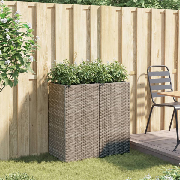Pflanzkübel 2er Set Grau 40x80 cm Poly Rattan