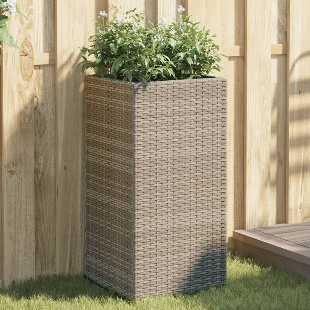 Pflanzkübel 2er Set Grau 40x80 cm Poly Rattan