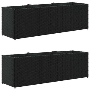 vidaXL Jardinière avec 3 pots 2 pcs Noir 105x30x32 cm Résine tressée