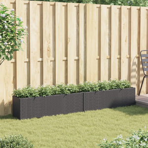 vidaXL Jardinière avec 3 pots 2 pcs Noir 105x30x32 cm Résine tressée