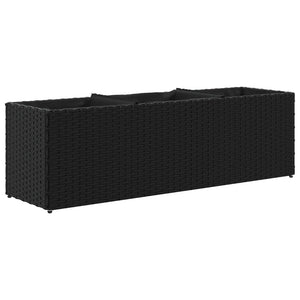 vidaXL Jardinière avec 3 pots 2 pcs Noir 105x30x32 cm Résine tressée