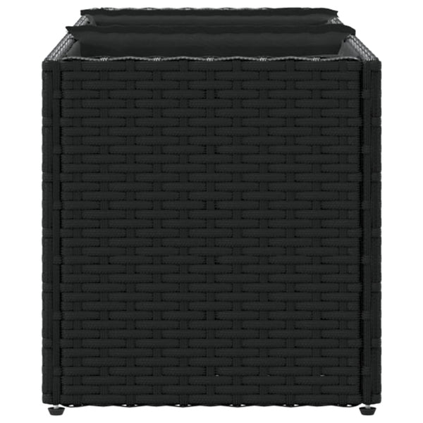 vidaXL Jardinière avec 3 pots 2 pcs Noir 105x30x32 cm Résine tressée