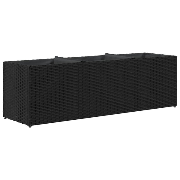 vidaXL Jardinière avec 3 pots 2 pcs Noir 105x30x32 cm Résine tressée