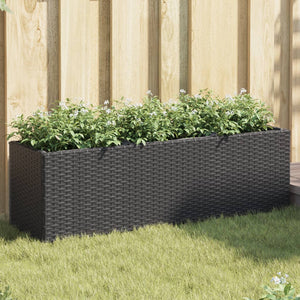vidaXL Jardinière avec 3 pots 2 pcs Noir 105x30x32 cm Résine tressée