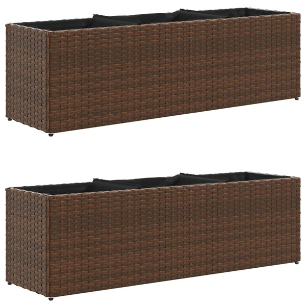 Pflanzkübel mit 3 Töpfen, 2er Set, Braun