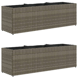 vidaXL Jardinières avec 3 pots 2 pcs Gris 105x30x32 cm Résine tressée